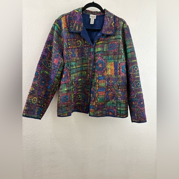 Chico's Jackets & Blazers - Chico's reversible quilted jacket multicolor geometric print reversible 3/XL